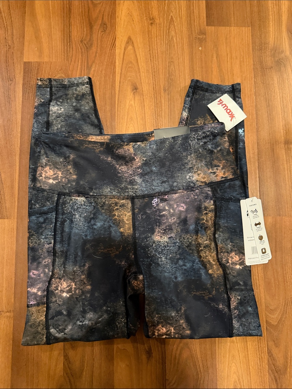 RBX Black Mottled Print High-Rise Bike Shorts